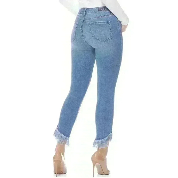 Sofia Vergara Jeans Rosa Cha Cha High Rise Curvy Skinny Ankle Fringe Hem Jeans - Picture 3 of 7